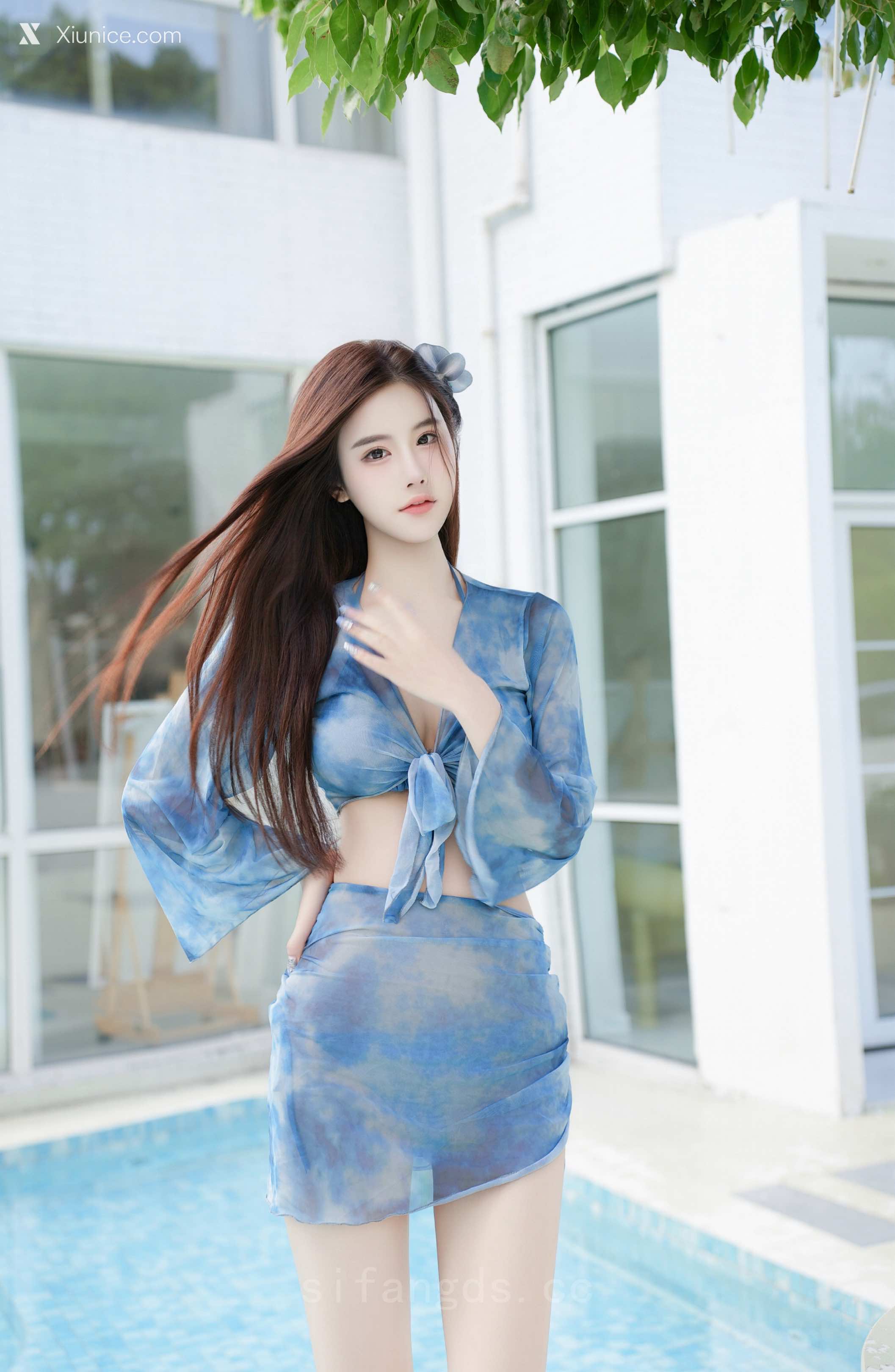 Xiuren Uncensored – 晚苏susu – R18 秀人网模特 泳池蓝色 83P 4K 第19张图